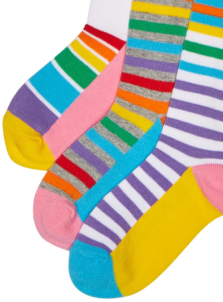 Jefferies Socks girls Colorful Rainbow Knee High 3 Pair Pack Socks, Rainbow, Medium US - Image 4